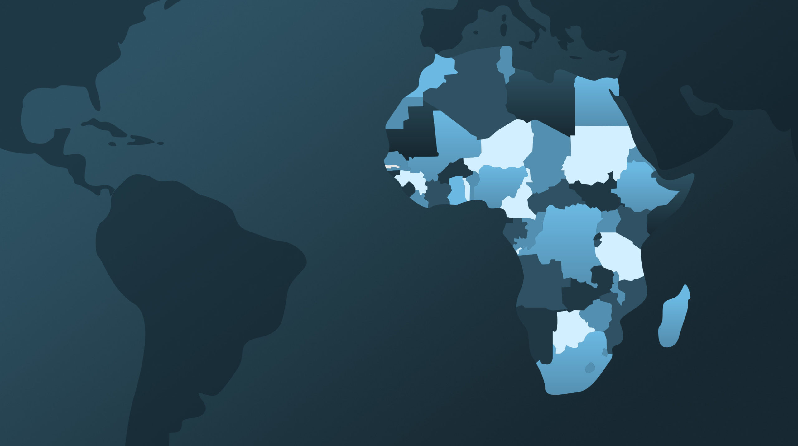 A map of Africa stylised with shades of blue